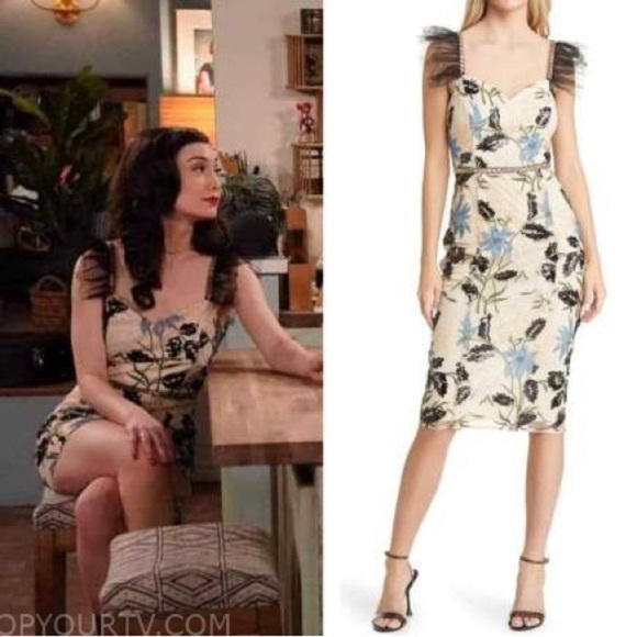 Lulu’s Floral Embroidered Dress - Black and Blue size medium BNWT - Picture 2 of 7